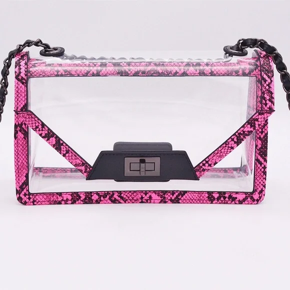 Clear Pink Snake-Print Crossbody Bag - Picture 2 of 7